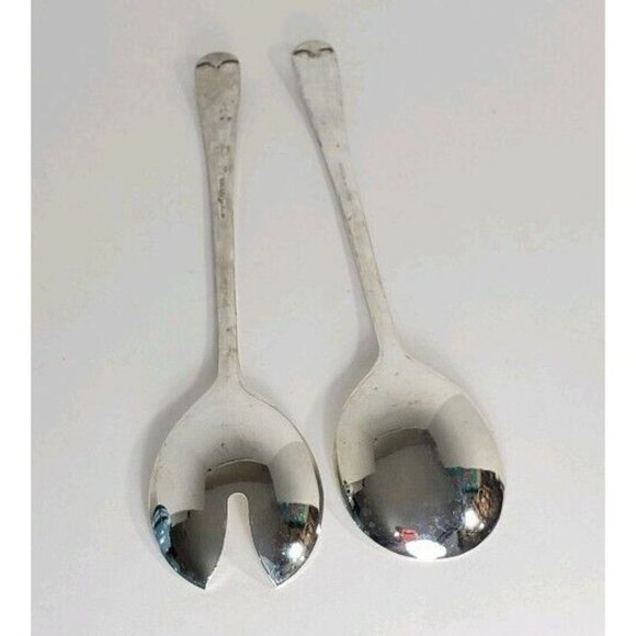 Vintage Brama EP on Zinc Silverplate Serving Fork Spoon salad set 9.5" flatware - Picture 7 of 8